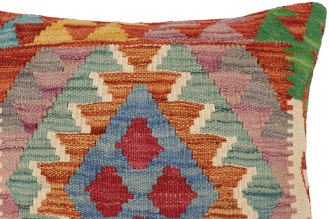 handmade Traditional Pillow Rust Blue Hand-Woven SQUARE 100% WOOL Hand woven turkish pillow2 x 2