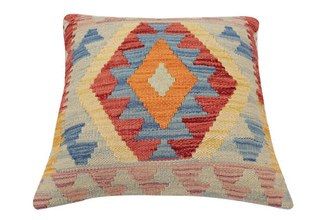 handmade Traditional Pillow Blue Red Hand-Woven SQUARE 100% WOOL Hand woven turkish pillow2 x 2