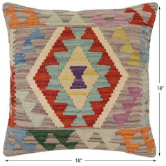 handmade Traditional Pillow Rust Blue Hand-Woven SQUARE 100% WOOL Hand woven turkish pillow2' x 2'