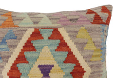 handmade Traditional Pillow Rust Blue Hand-Woven SQUARE 100% WOOL Hand woven turkish pillow2' x 2'