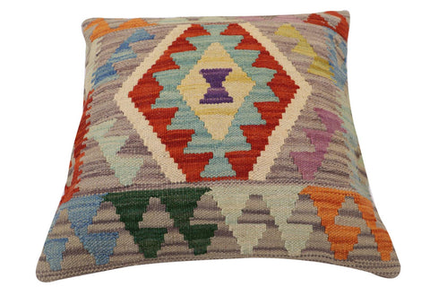 handmade Traditional Pillow Rust Blue Hand-Woven SQUARE 100% WOOL Hand woven turkish pillow2 x 2