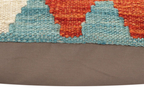 handmade Traditional Pillow Blue Rust Hand-Woven SQUARE 100% WOOL Hand woven turkish pillow2 x 2