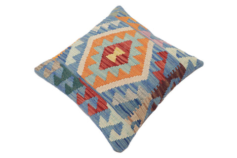 handmade Traditional Pillow Blue Red Hand-Woven SQUARE 100% WOOL Hand woven turkish pillow2 x 2