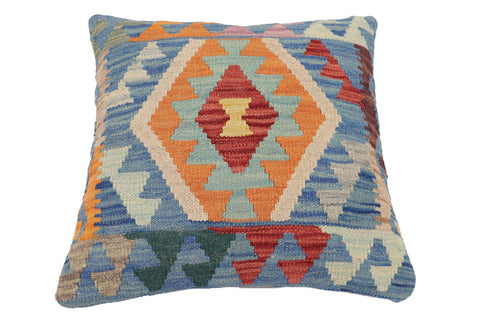 handmade Traditional Pillow Blue Red Hand-Woven SQUARE 100% WOOL Hand woven turkish pillow2 x 2
