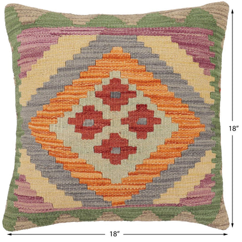 handmade Traditional Pillow Rust Gray Hand-Woven SQUARE 100% WOOL Hand woven turkish pillow2 x 2
