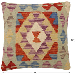 handmade Traditional Pillow Rust Blue Hand-Woven SQUARE 100% WOOL Hand woven turkish pillow2' x 2'