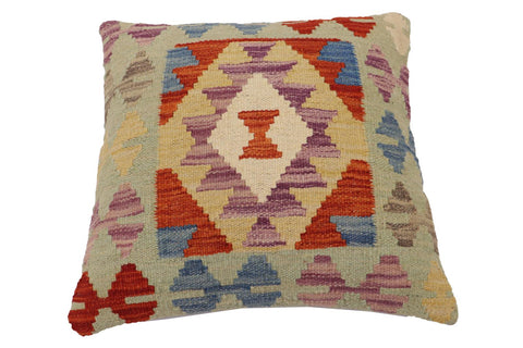 handmade Traditional Pillow Rust Blue Hand-Woven SQUARE 100% WOOL Hand woven turkish pillow2 x 2