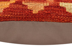 handmade Traditional Pillow Rust Blue Hand-Woven SQUARE 100% WOOL Hand woven turkish pillow2' x 2'