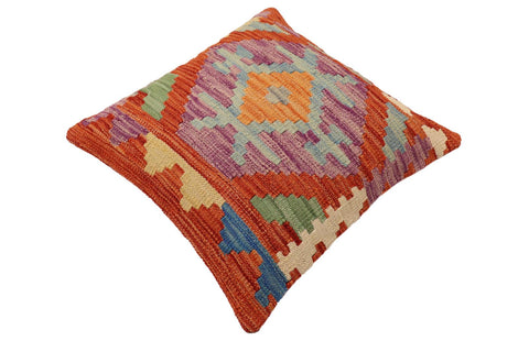 handmade Traditional Pillow Rust Blue Hand-Woven SQUARE 100% WOOL Hand woven turkish pillow2 x 2