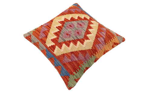 handmade Traditional Pillow Rust Blue Hand-Woven SQUARE 100% WOOL Hand woven turkish pillow2 x 2
