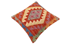 handmade Traditional Pillow Rust Blue Hand-Woven SQUARE 100% WOOL Hand woven turkish pillow2' x 2'