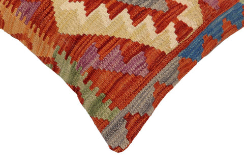 handmade Traditional Pillow Rust Blue Hand-Woven SQUARE 100% WOOL Hand woven turkish pillow2 x 2