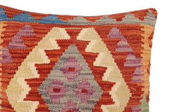 handmade Traditional Pillow Rust Blue Hand-Woven SQUARE 100% WOOL Hand woven turkish pillow2' x 2'