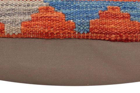 handmade Traditional Pillow Rust Blue Hand-Woven SQUARE 100% WOOL Hand woven turkish pillow2 x 2