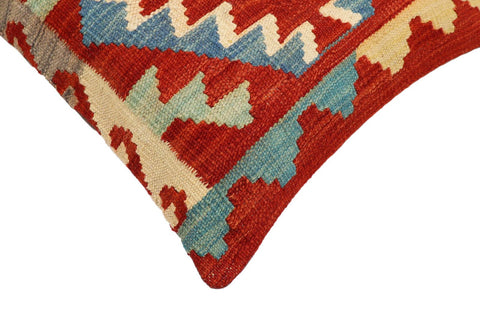 handmade Traditional Pillow Rust Blue Hand-Woven SQUARE 100% WOOL Hand woven turkish pillow2 x 2