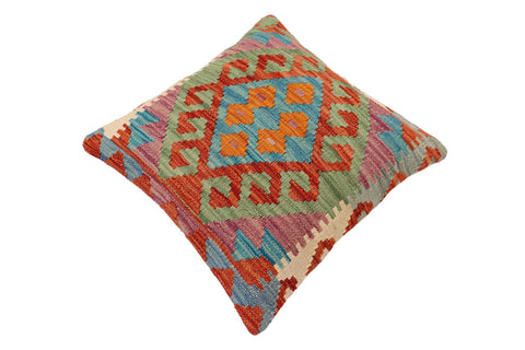 handmade Traditional Pillow Rust Blue Hand-Woven SQUARE 100% WOOL Hand woven turkish pillow2 x 2