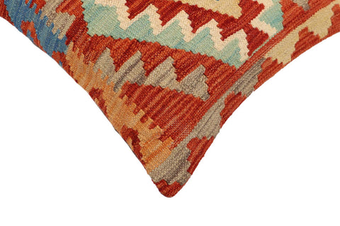 handmade Traditional Pillow Rust Blue Hand-Woven SQUARE 100% WOOL Hand woven turkish pillow2 x 2