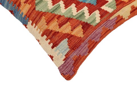 handmade Traditional Pillow Rust Blue Hand-Woven SQUARE 100% WOOL Hand woven turkish pillow2 x 2