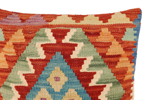 handmade Traditional Pillow Rust Blue Hand-Woven SQUARE 100% WOOL Hand woven turkish pillow2 x 2
