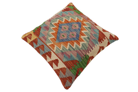 handmade Traditional Pillow Rust Blue Hand-Woven SQUARE 100% WOOL Hand woven turkish pillow2 x 2