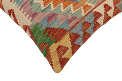 handmade Traditional Pillow Rust Blue Hand-Woven SQUARE 100% WOOL Hand woven turkish pillow2' x 2'