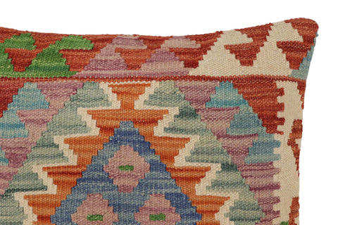 handmade Traditional Pillow Rust Blue Hand-Woven SQUARE 100% WOOL Hand woven turkish pillow2 x 2