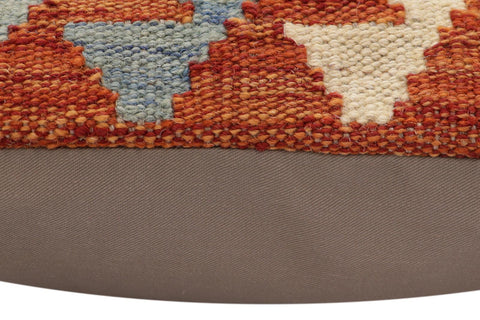 handmade Traditional Pillow Rust Blue Hand-Woven SQUARE 100% WOOL Hand woven turkish pillow2 x 2