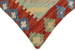 handmade Traditional Pillow Rust Blue Hand-Woven SQUARE 100% WOOL Hand woven turkish pillow2' x 2'