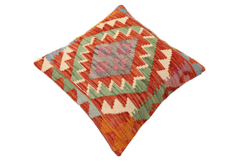 handmade Traditional Pillow Rust Blue Hand-Woven SQUARE 100% WOOL Hand woven turkish pillow2 x 2