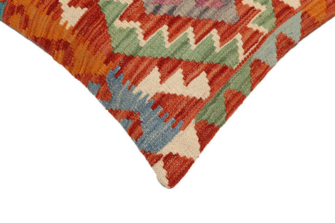 handmade Traditional Pillow Rust Blue Hand-Woven SQUARE 100% WOOL Hand woven turkish pillow2 x 2