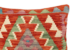 handmade Traditional Pillow Rust Blue Hand-Woven SQUARE 100% WOOL Hand woven turkish pillow2' x 2'