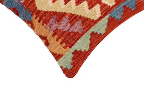 handmade Traditional Pillow Rust Blue Hand-Woven SQUARE 100% WOOL Hand woven turkish pillow2 x 2