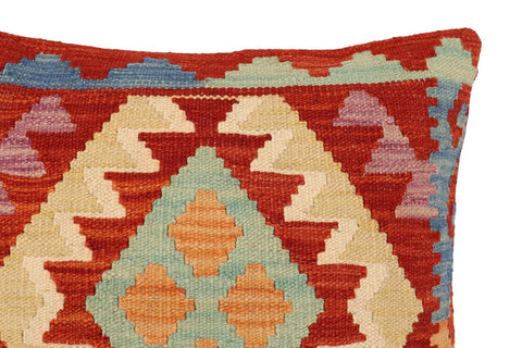 handmade Traditional Pillow Rust Blue Hand-Woven SQUARE 100% WOOL Hand woven turkish pillow2 x 2