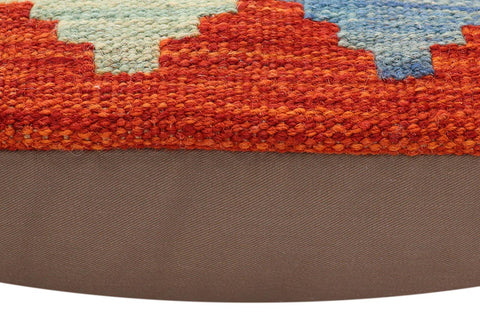 handmade Traditional Pillow Rust Blue Hand-Woven SQUARE 100% WOOL Hand woven turkish pillow2 x 2