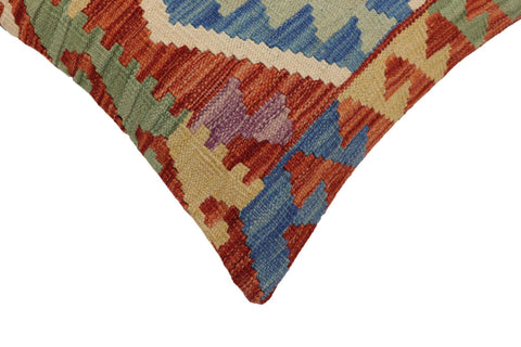 handmade Traditional Pillow Rust Blue Hand-Woven SQUARE 100% WOOL Hand woven turkish pillow2 x 2