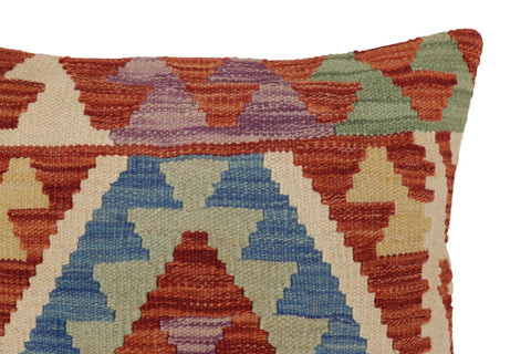 handmade Traditional Pillow Rust Blue Hand-Woven SQUARE 100% WOOL Hand woven turkish pillow2 x 2