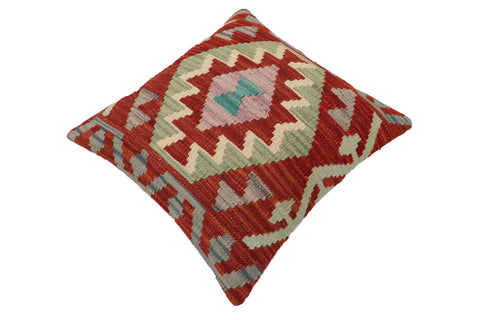 handmade Traditional Pillow Rust Blue Hand-Woven SQUARE 100% WOOL Hand woven turkish pillow2 x 2