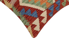 handmade Traditional Pillow Rust Blue Hand-Woven SQUARE 100% WOOL Hand woven turkish pillow2' x 2'