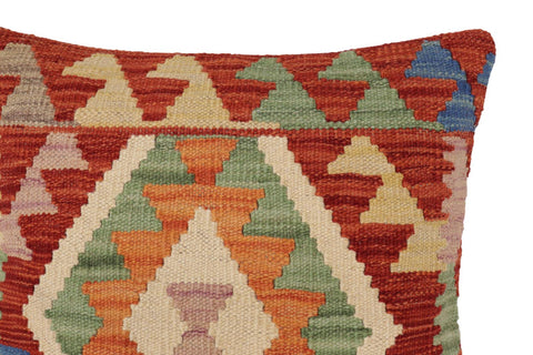 handmade Traditional Pillow Rust Blue Hand-Woven SQUARE 100% WOOL Hand woven turkish pillow2 x 2