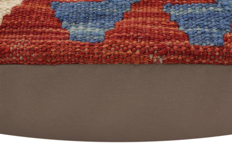 handmade Traditional Pillow Rust Blue Hand-Woven SQUARE 100% WOOL Hand woven turkish pillow2 x 2