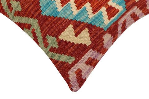 handmade Traditional Pillow Rust Blue Hand-Woven SQUARE 100% WOOL Hand woven turkish pillow2 x 2