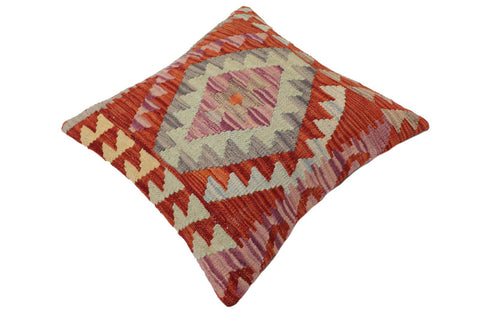 handmade Traditional Pillow Rust Blue Hand-Woven SQUARE 100% WOOL Hand woven turkish pillow2 x 2