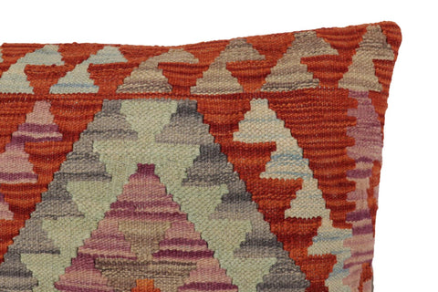 handmade Traditional Pillow Rust Blue Hand-Woven SQUARE 100% WOOL Hand woven turkish pillow2 x 2