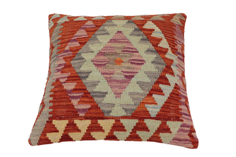 handmade Traditional Pillow Rust Blue Hand-Woven SQUARE 100% WOOL Hand woven turkish pillow2 x 2