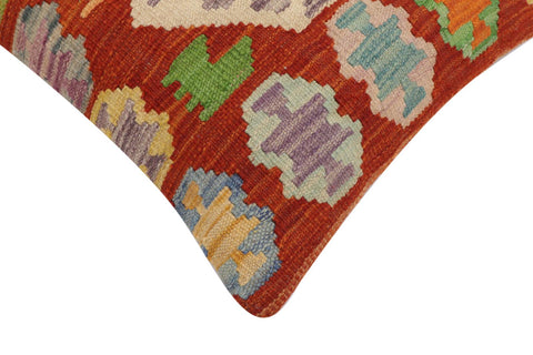 handmade Traditional Pillow Rust Blue Hand-Woven SQUARE 100% WOOL Hand woven turkish pillow2 x 2