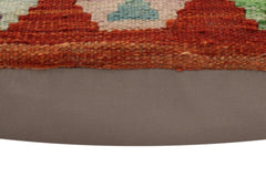 handmade Traditional Pillow Rust Blue Hand-Woven SQUARE 100% WOOL Hand woven turkish pillow2' x 2'