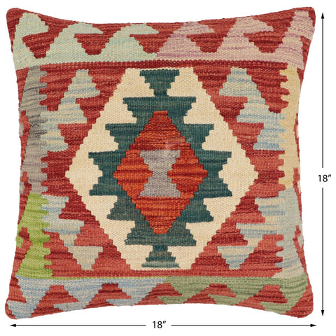 handmade Traditional Pillow Red Blue Hand-Woven SQUARE 100% WOOL Hand woven turkish pillow2 x 2
