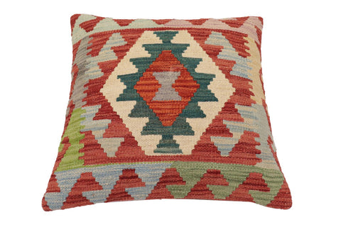 handmade Traditional Pillow Red Blue Hand-Woven SQUARE 100% WOOL Hand woven turkish pillow2 x 2