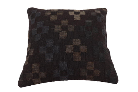 handmade Traditional Pillow Black Blue Hand-Woven SQUARE 100% WOOL Hand woven turkish pillow2 x 2