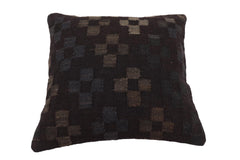 handmade Traditional Pillow Black Blue Hand-Woven SQUARE 100% WOOL Hand woven turkish pillow2' x 2'